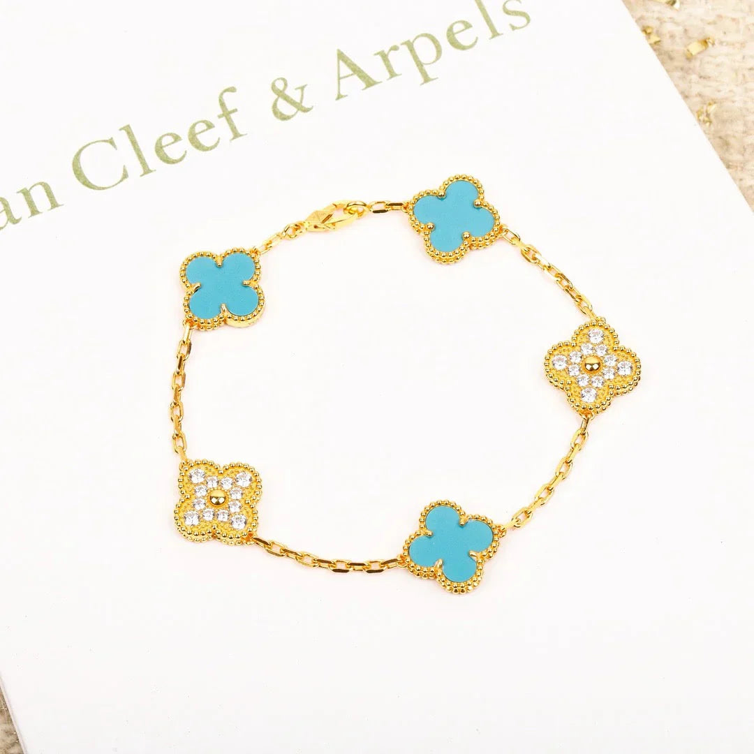[Star]New  CLOVER 5 MOTIF TURQUOISE BRACELET COLLECTION