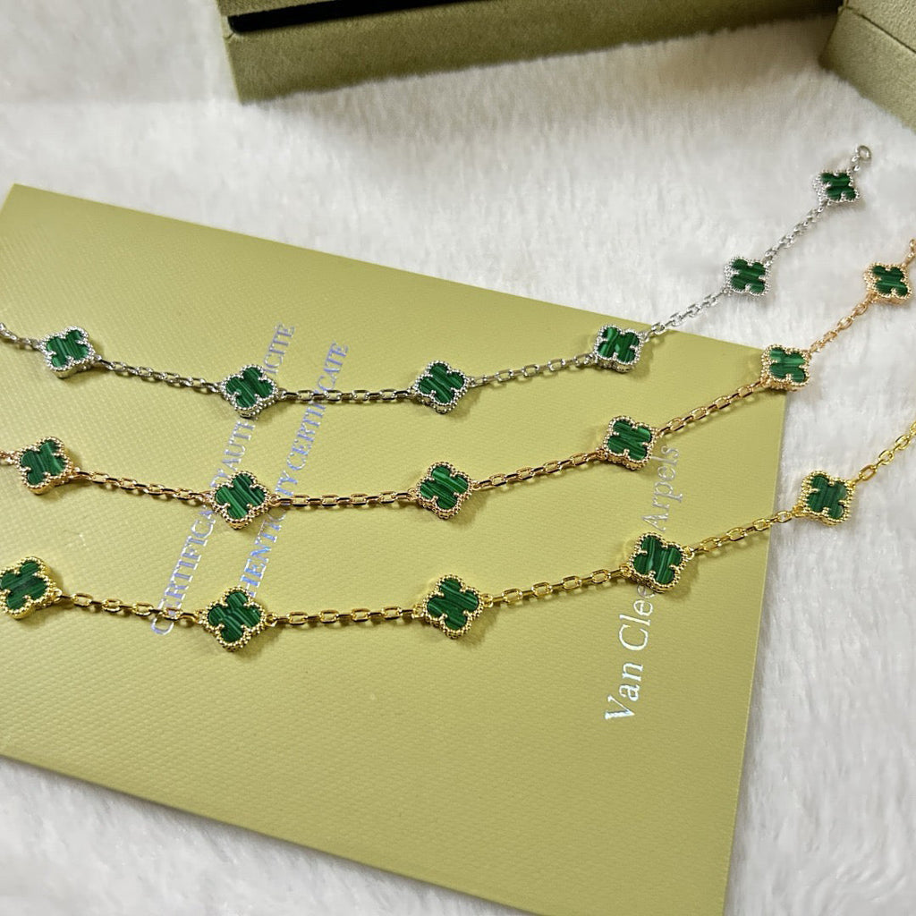 [¡®Star¡¯]CLOVER 6 MOTIF MALACHITE BRACELET