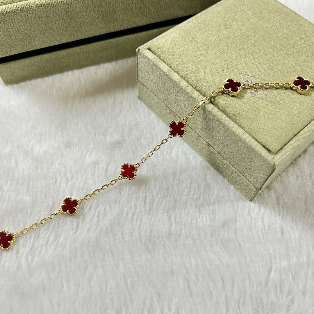 [¡®Star¡¯]CLOVER 6 MOTIF RED AGATE BRACELET
