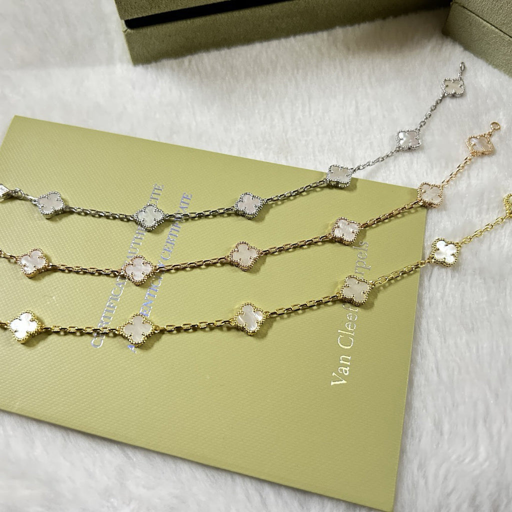 [¡®Star¡¯]CLOVER 6 MOTIF WHITE MOP BRACELET