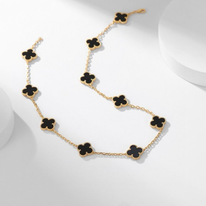 ¡®Star¡¯CLOVER 10 MOTIFS ONYX NECKLACE