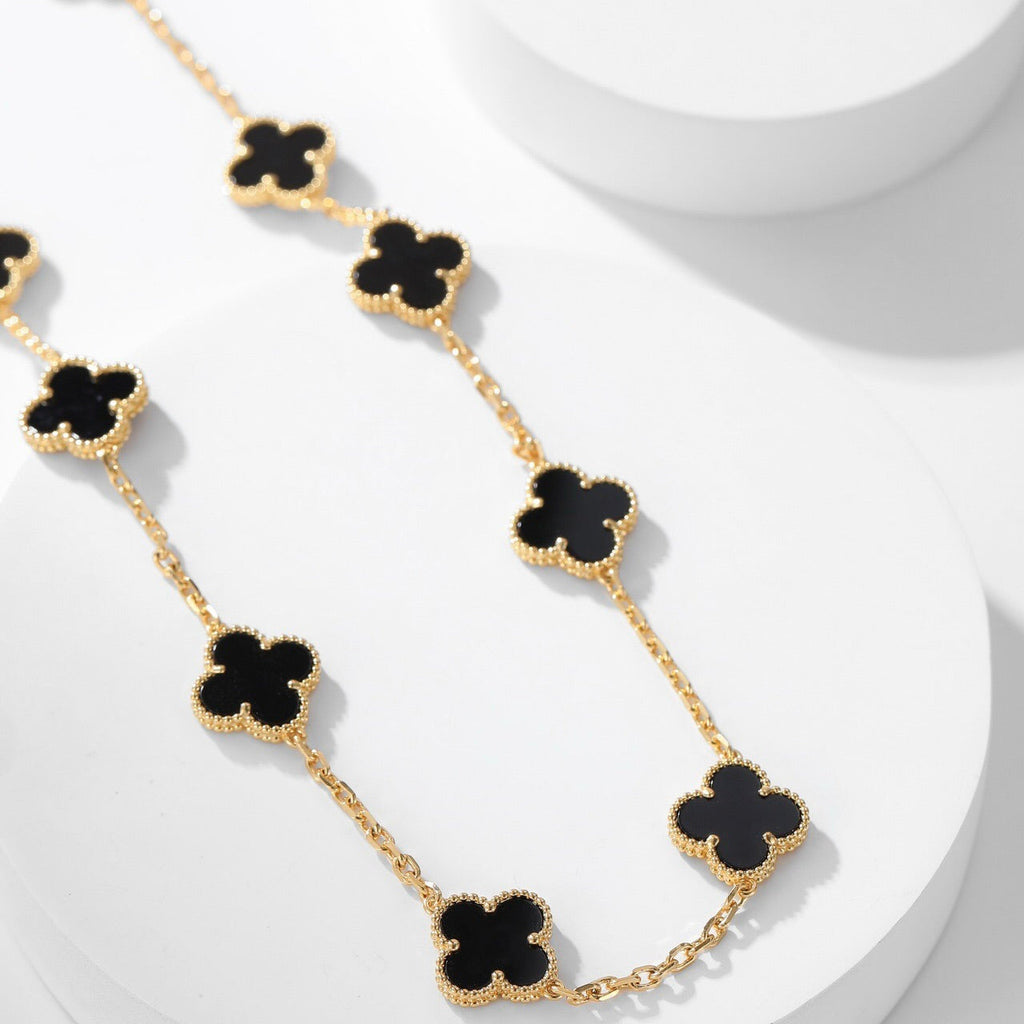 ¡®Star¡¯CLOVER 10 MOTIFS ONYX NECKLACE