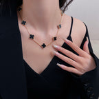 ¡®Star¡¯CLOVER 10 MOTIFS ONYX NECKLACE