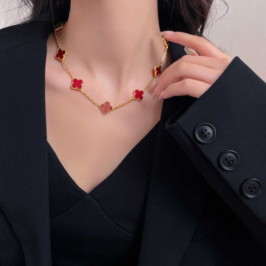 ¡®Star¡¯CLOVER 10 MOTIFS CARNELIAN NECKLACE