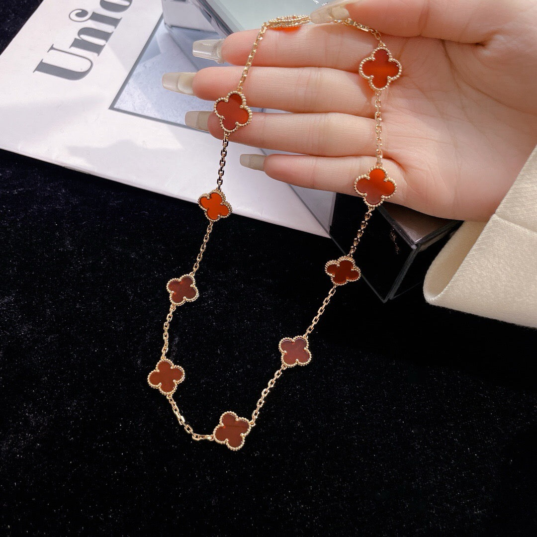 ¡®Star¡¯CLOVER 10 MOTIFS CARNELIAN NECKLACE