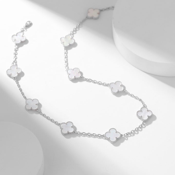 ¡®Star¡¯CLOVER 10 MOTIFS WHITE MOTHER OF PEARL NECKLACE