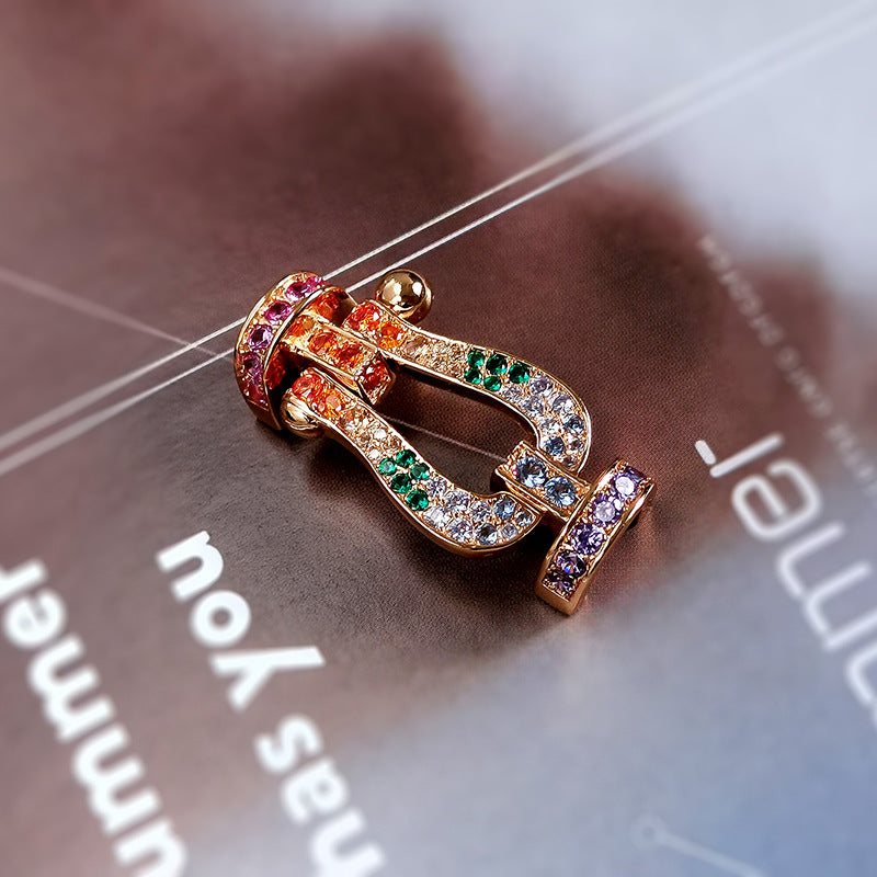 ¡®Star¡¯FORC LARGE HORSESHOE  COLORED DIAMOND BRACELET SILVER