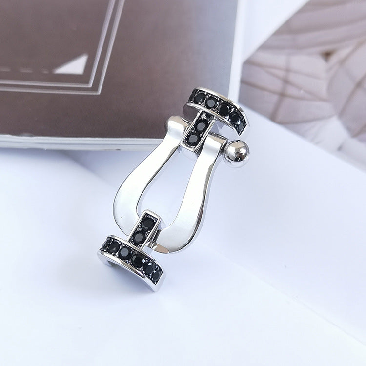 ¡®Star¡¯FORCE LARGE HORSESHOE BLACK DIAMOND BRACELET SILVER
