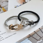 ¡®Star¡¯FORCE LARGE HORSESHOE BLACK WHITE DIAMOND BRACELET SILVER