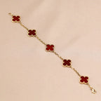[Star]New  CLOVER 5 MOTIF RED CORNELIAN BRACELET COLLECTION