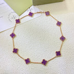 ¡®Star¡¯CLOVER 10 MOTIFS  PURPLE VIOLET  NECKLACE