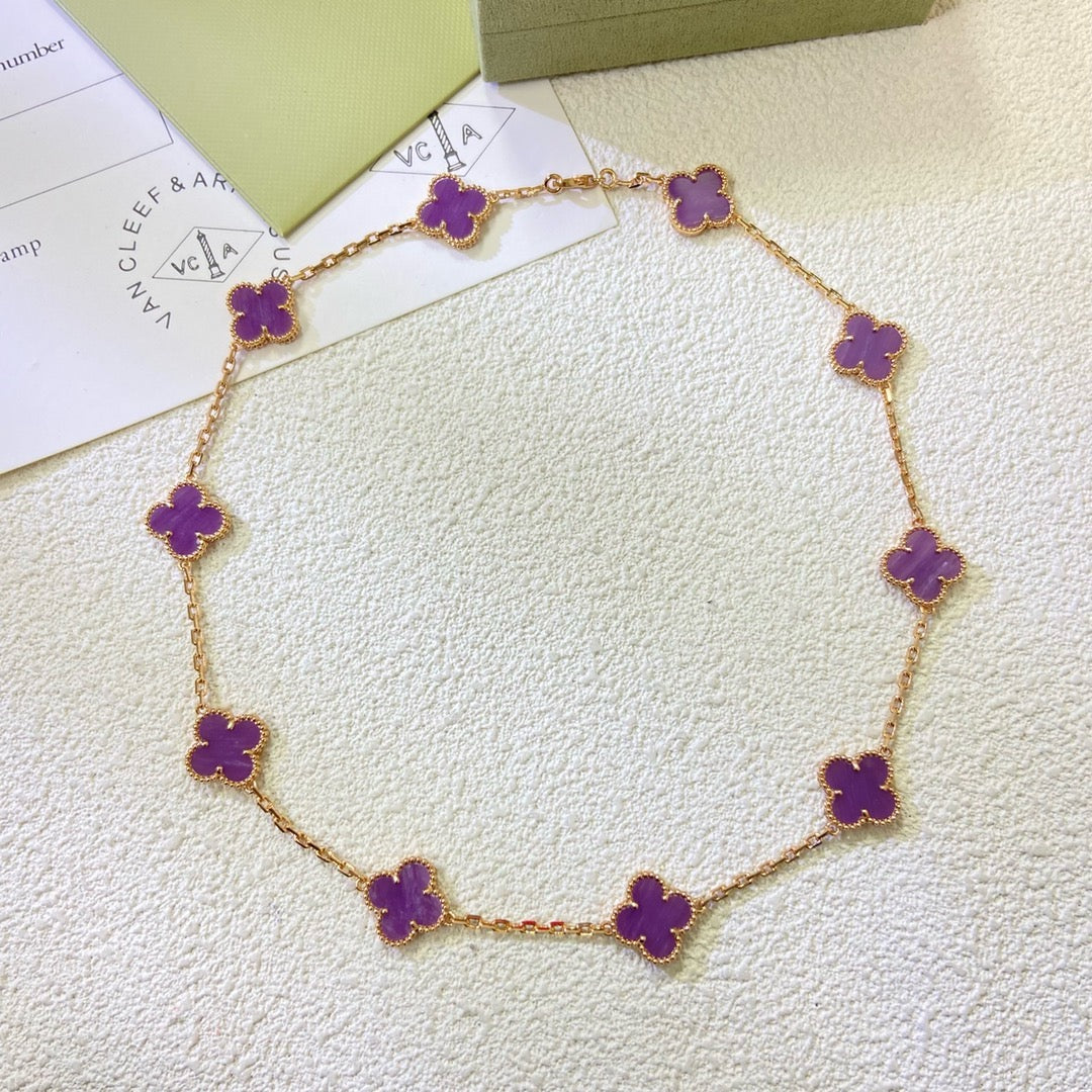 ¡®Star¡¯CLOVER 10 MOTIFS  PURPLE VIOLET  NECKLACE