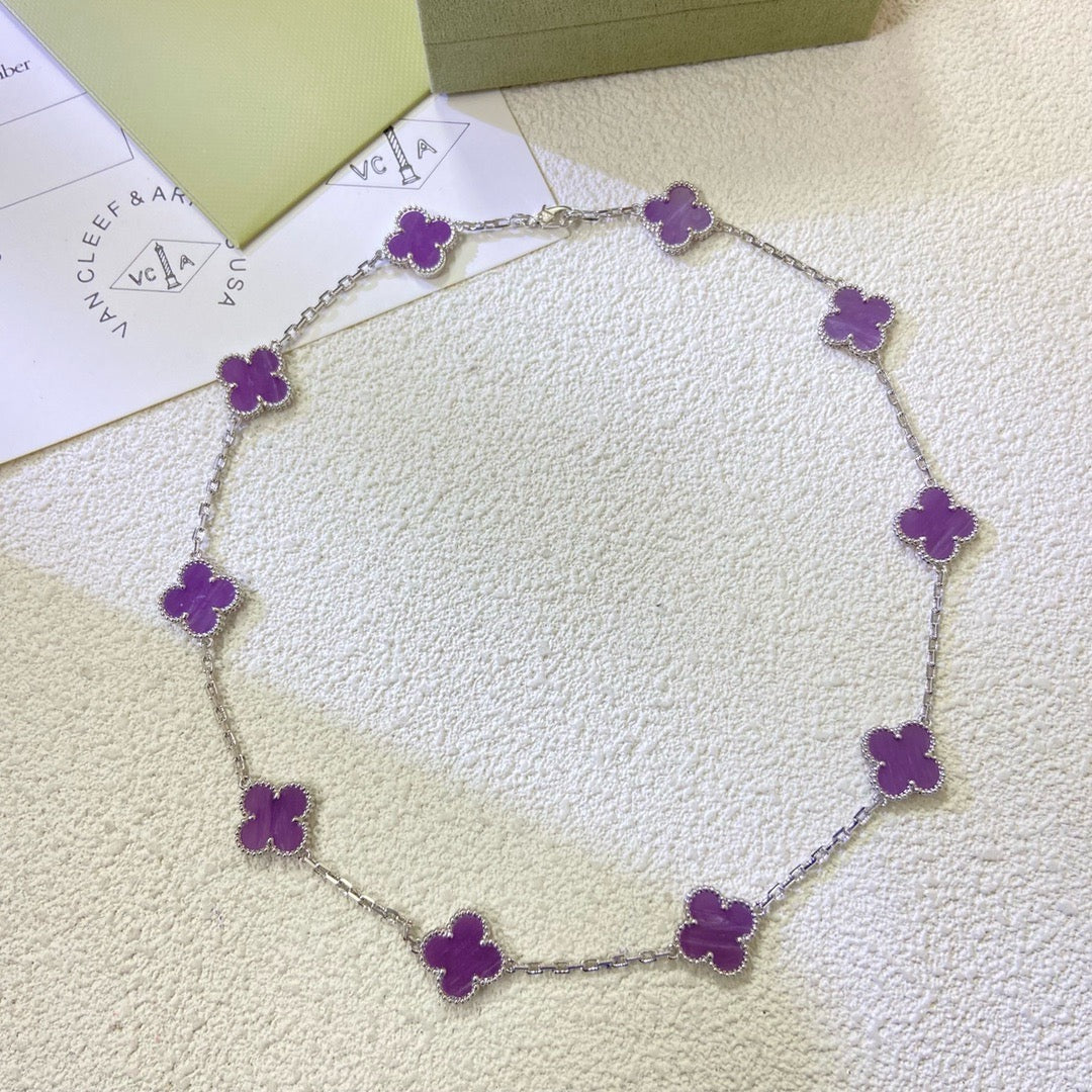 ¡®Star¡¯CLOVER 10 MOTIFS  PURPLE VIOLET  NECKLACE
