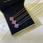 ¡®Star¡¯CLOVER 15MM DIAMOND  PURPLE VIOLET NECKLACE