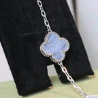 [Star]New  CLOVER 5 MOTIF PURPLE CHALCEDONY BRACELET COLLECTION