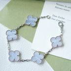 [Star]New  CLOVER 5 MOTIF PURPLE CHALCEDONY BRACELET COLLECTION
