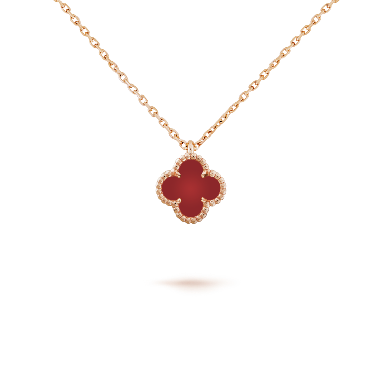 ¡®Star¡¯CLOVER MINI 9.5MM WHITE CARNELIANS NECKLACE