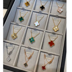 ¡®Star¡¯CLOVER 15MM BLACK ONYX SINGLE FLOWER NECKLACE