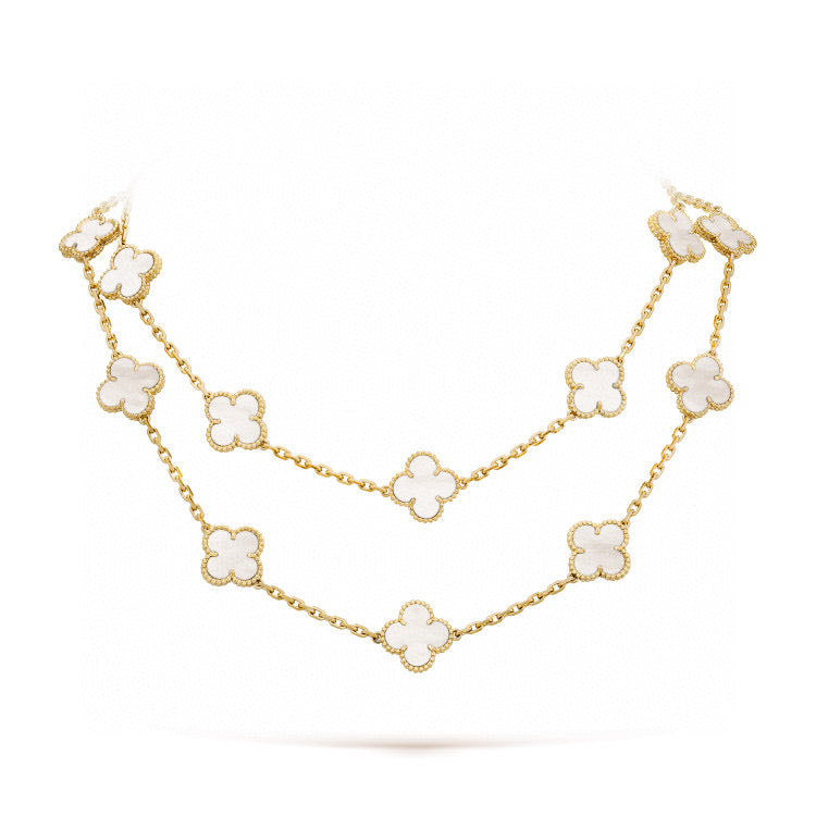 ¡®Star¡¯CLOVER 20 MOTIFS WHITE MOP NECKLACE