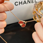 ¡®Star¡¯LUCKY  CARNELIANS LADYBUG NECKLACE