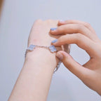 [Star]New  CLOVER 5 MOTIF PURPLE CHALCEDONY BRACELET COLLECTION