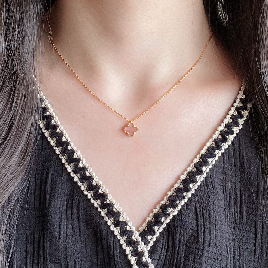 ¡®Star¡¯CLOVER 15MM PINK MOTHER-OF-PEARL SINGLE FLOWER NECKLACE
