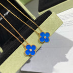 ¡®Star¡¯CLOVER 15MM DIAMOND AND BLUE AGATE NECKLACE
