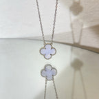 ¡®Star¡¯CLOVER 15MM BLUE CHALCEDONY NECKLACE SILVER