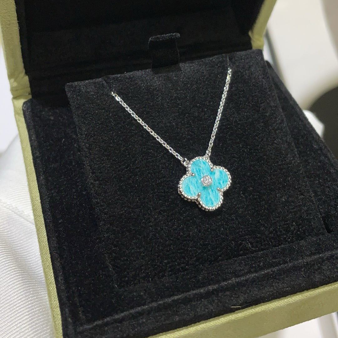 ¡®Star¡¯CLOVER 15MM DIAMOND SVRES PORCELAIN  NECKLACE SILVER