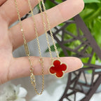¡®Star¡¯CLOVER 15MM CARNELIAN SINGLE FLOWER NECKLACE