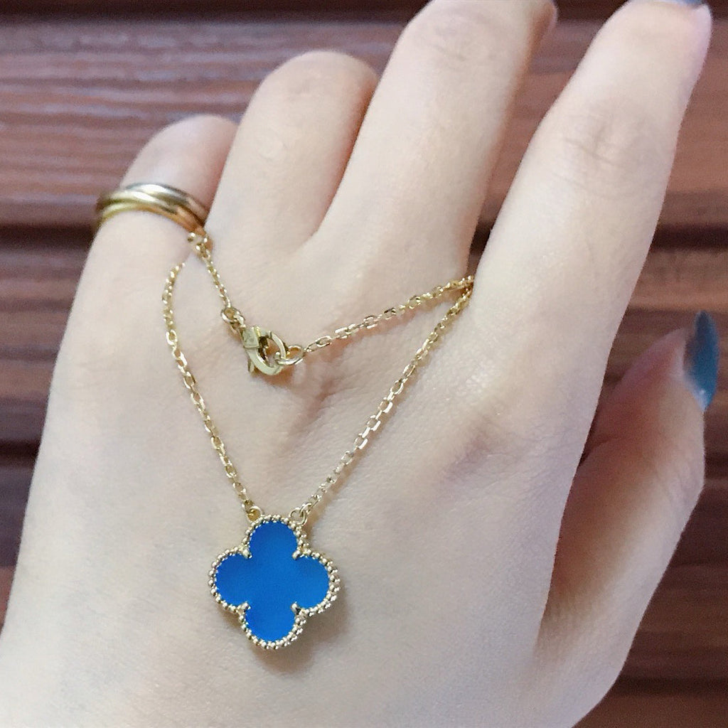 ¡®Star¡¯CLOVER 15MM BLUE AGATE NECKLACE