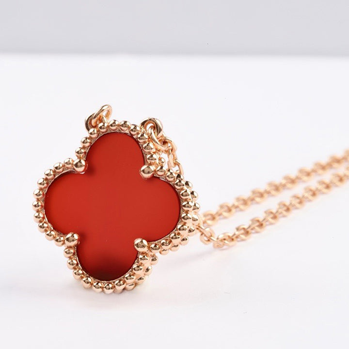 ¡®Star¡¯CLOVER 15MM CARNELIAN SINGLE FLOWER NECKLACE