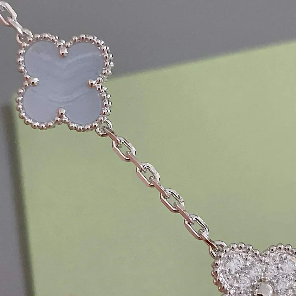 [Star]New  CLOVER 5 MOTIF PURPLE CHALCEDONY BRACELET COLLECTION