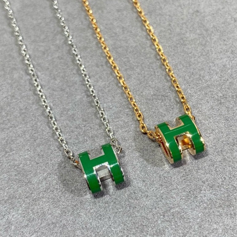 ¡®Star¡¯POP H GREEN NECKLACE SILVER AND GOLD
