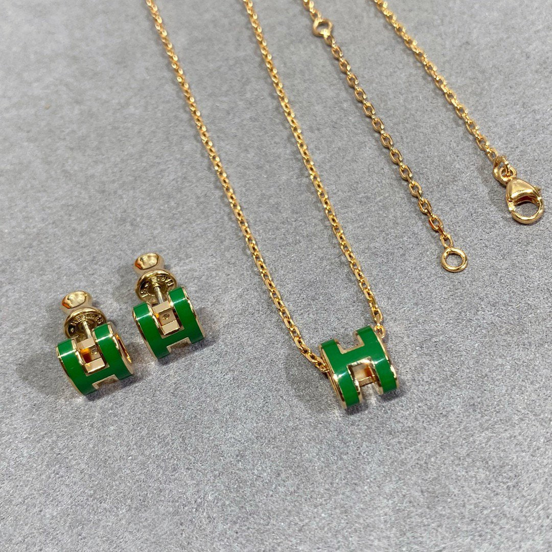 ¡®Star¡¯POP H GREEN NECKLACE SILVER AND GOLD