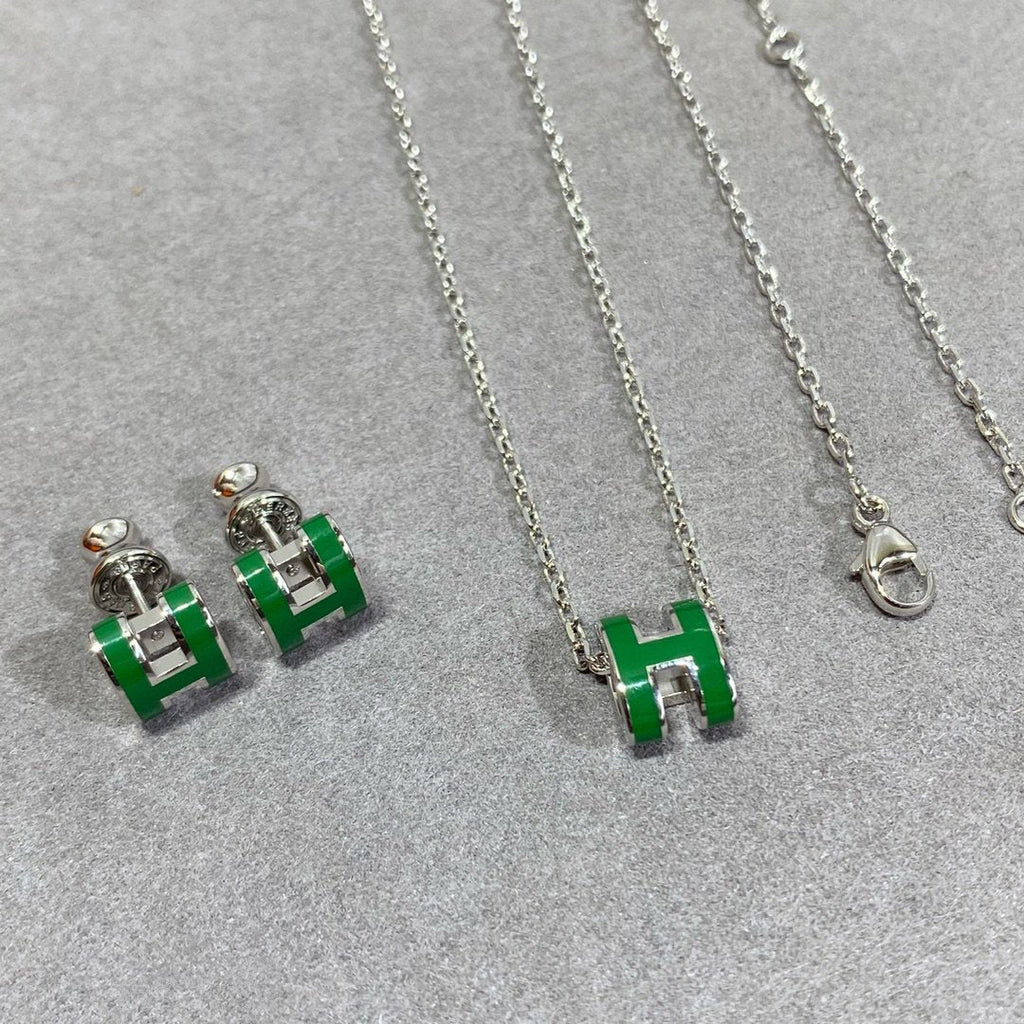 ¡®Star¡¯POP H GREEN NECKLACE SILVER AND GOLD