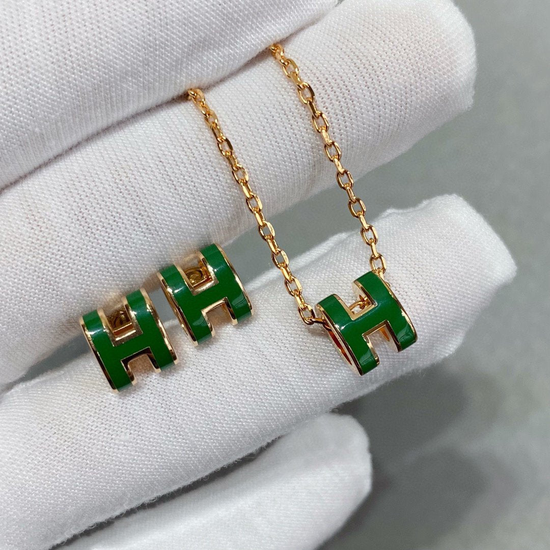 ¡®Star¡¯POP H GREEN NECKLACE SILVER AND GOLD