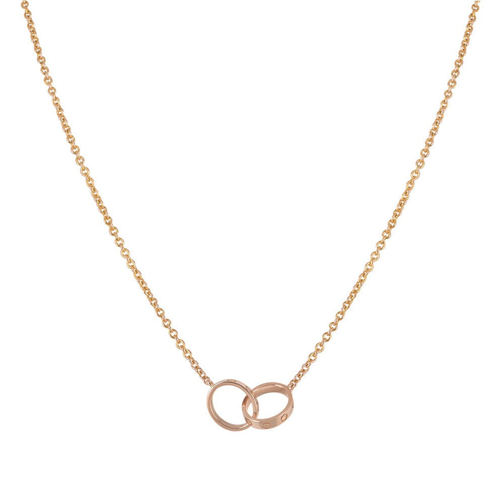 ¡®Star¡¯LOVE NECKLACE DOUBLE RING PINK GOLD
