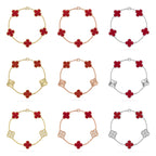 [Star]New  CLOVER 5 MOTIF RED CORNELIAN BRACELET COLLECTION
