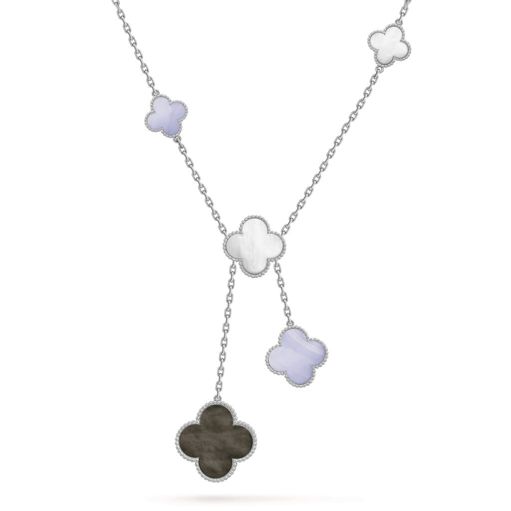 ¡®Star¡¯CLOVER MOP CHALCEDONY NECKLACE SILVER 6 MOTIF