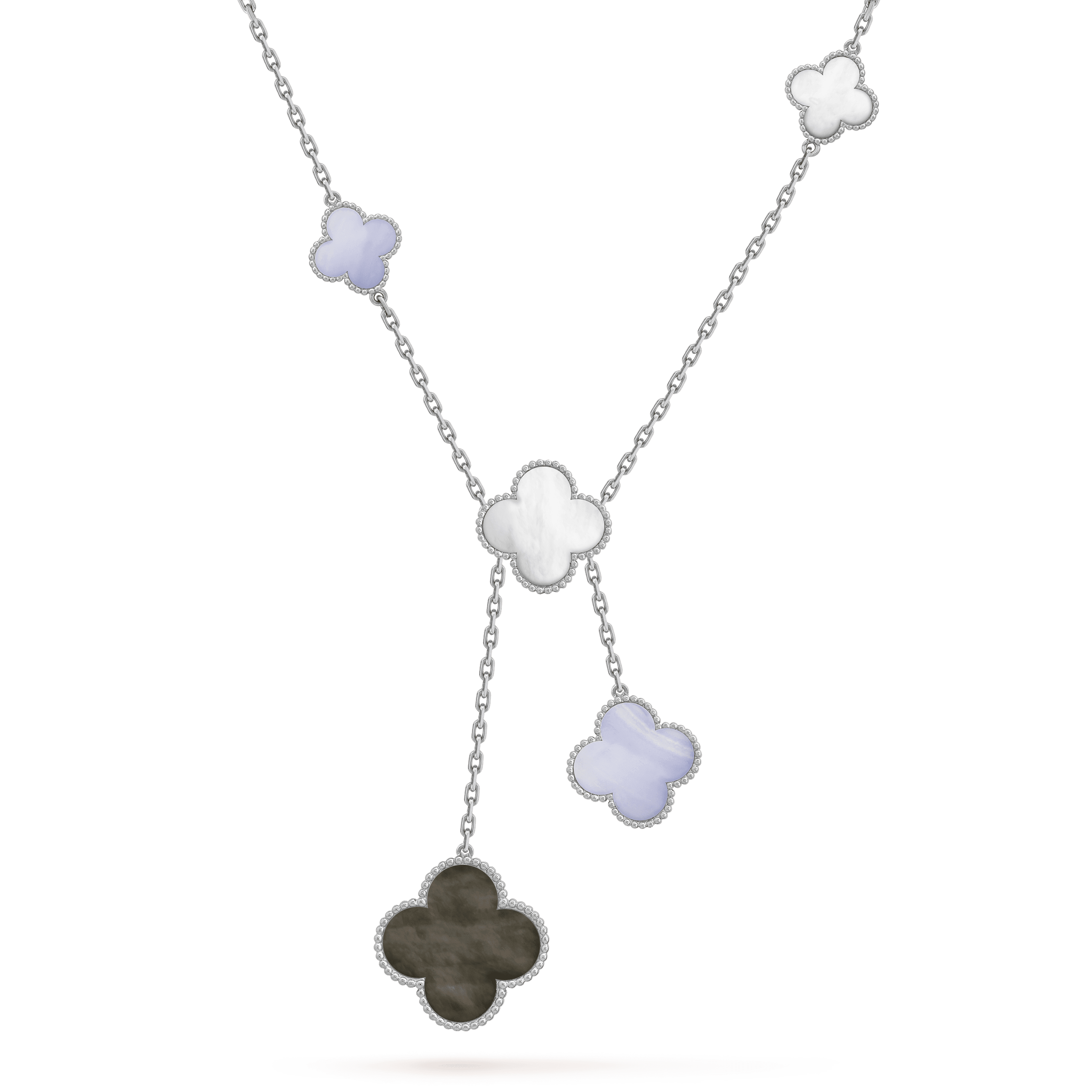 ¡®Star¡¯CLOVER MOP CHALCEDONY NECKLACE SILVER 6 MOTIF