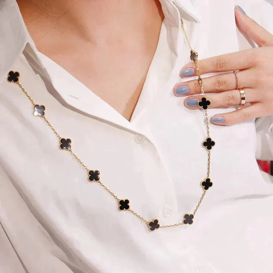 ¡®Star¡¯CLOVER 20 MOTIFS ONYX NECKLACE