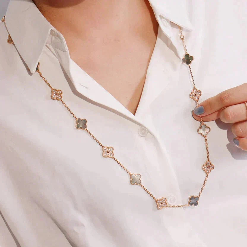 ¡®Star¡¯CLOVER 20 MOTIFS DARK MOP DIAMOND  NECKLACE
