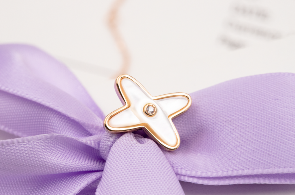 ¡®Star¡¯JEUX DE WHITE MOP PINK GOLD DIAMOND EARRINGS