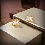 ¡®Star¡¯JEUX DE WHITE MOP GOLD DIAMOND EARRINGS