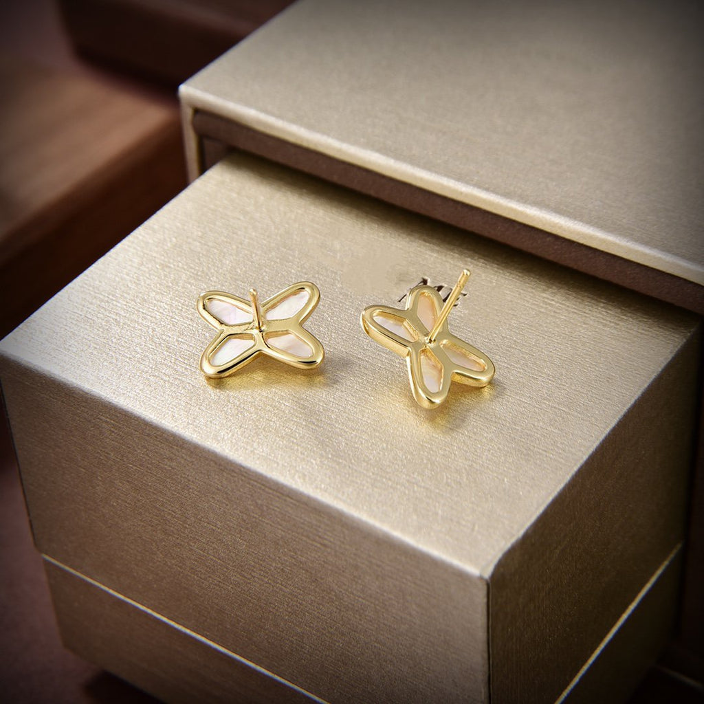 ¡®Star¡¯JEUX DE WHITE MOP GOLD DIAMOND EARRINGS