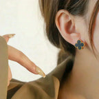 ¡®Star¡¯CLOVER MEDIUM 1 MOTIFS  ONYX STUD EARRINGS