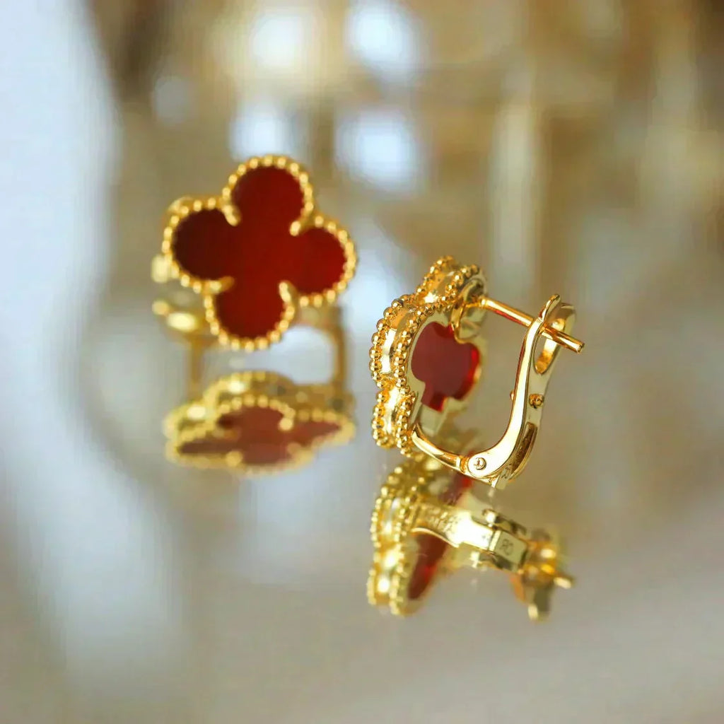 ¡®Star¡¯CLOVER MEDIUM 1 MOTIFS CARNELIAN  EARRINGS