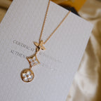 ¡®Star¡¯COLOR BLOSSOM LARIAT NECKLACE PINK GOLD WHITE MOTHER PEARL AND DIAMOND
