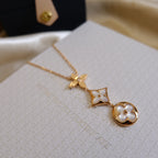 ¡®Star¡¯COLOR BLOSSOM LARIAT NECKLACE PINK GOLD WHITE MOTHER PEARL AND DIAMOND